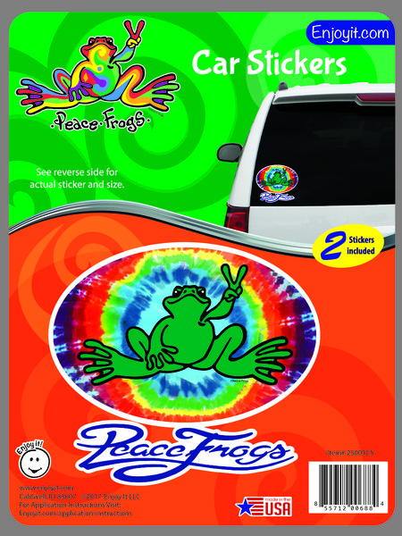 Tie Die Oval Peace Frogs Car Sticker-0