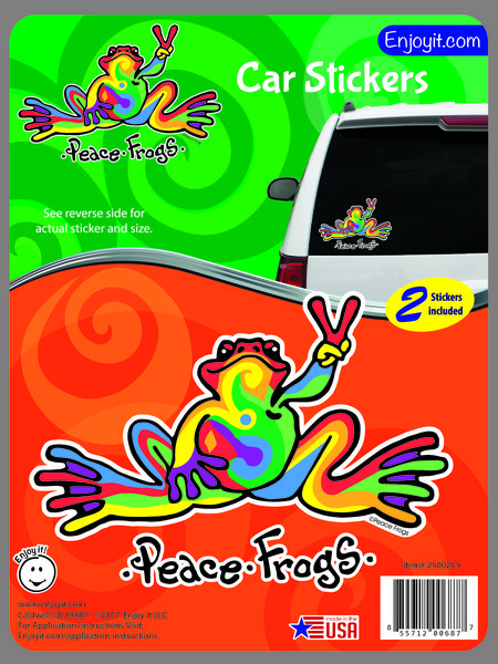 Multi-Color Peace Frogs Car Sticker-0