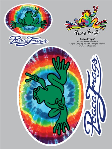 Tie Die Oval Peace Frogs Car Sticker-290