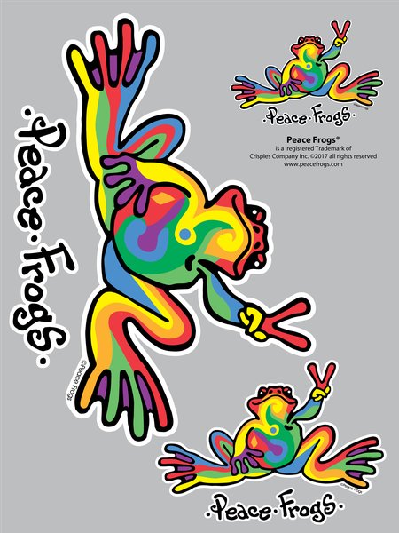 Multi-Color Peace Frogs Car Sticker-292