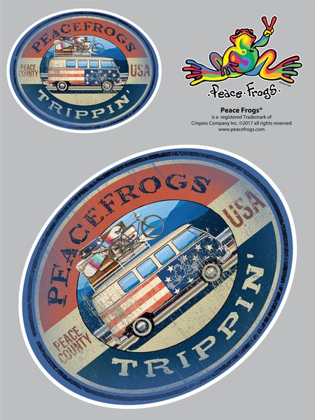 Trippin' Peace Frogs Car Sticker-297